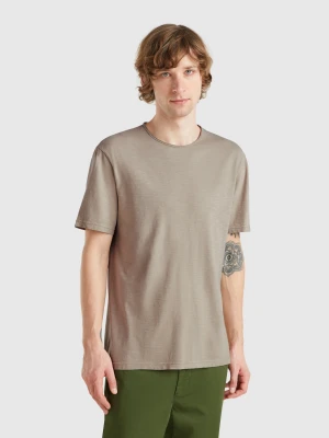 Benetton, Sage Green Slub Cotton T-shirt, size XS, Light Green, Men United Colors of Benetton