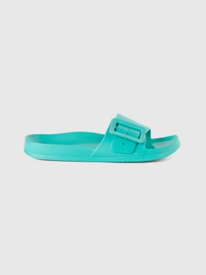 Benetton, Sandals With Band And Buckle, size 37, Aqua, Women United Colors of Benetton