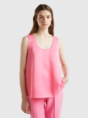 Benetton, Satin Look Sleeveless Blouse, size XXS, Pink, Women United Colors of Benetton