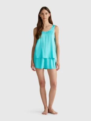 Benetton, Satin Pyjamas, size XXS, Aqua, Women United Colors of Benetton