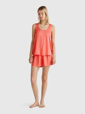 Benetton, Satin Pyjamas, size XXS, Coral, Women United Colors of Benetton