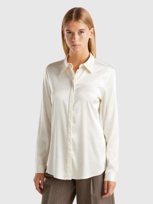 Benetton, Satin Shirt, size XS, Creamy White, Women United Colors of Benetton