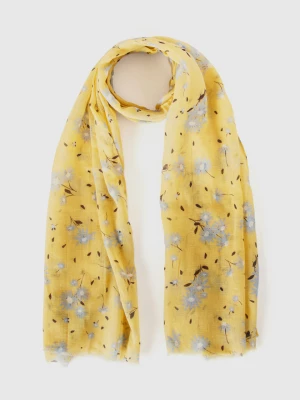 Benetton, Scarf In Linen And Cotton Blend, size OS, Yellow, Women United Colors of Benetton