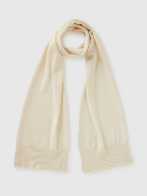Benetton, Scarf In Pure Merino Wool, Size: OS, Creamy White, Women United Colors of Benetton