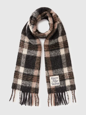 Benetton, Scottish Scarf In Alpaca And Wool Blend, Size: OS, Black, Women United Colors of Benetton