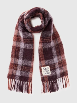 Benetton, Scottish Scarf In Alpaca And Wool Blend, Size: OS, Burgundy, Women United Colors of Benetton