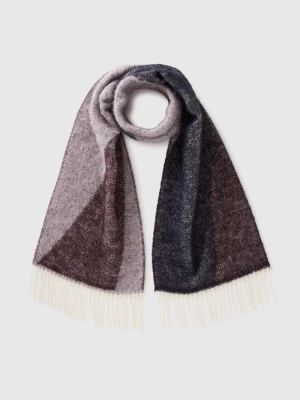 Benetton, Pattern Scarf In Wool Blend, Size: OS, Dark Blue, Women United Colors of Benetton