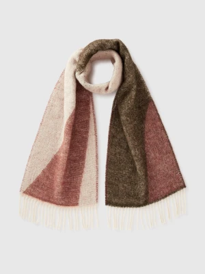Benetton, Pattern Scarf In Wool Blend, Size: OS, Military Green, Women United Colors of Benetton