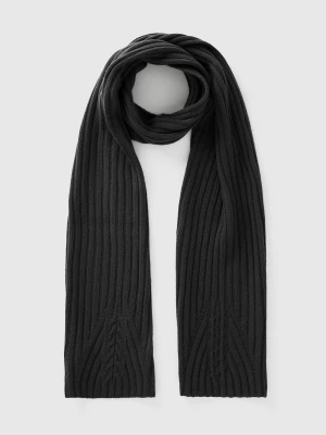 Benetton, Scarf With Cable Knit, size OS, Black, Women United Colors of Benetton