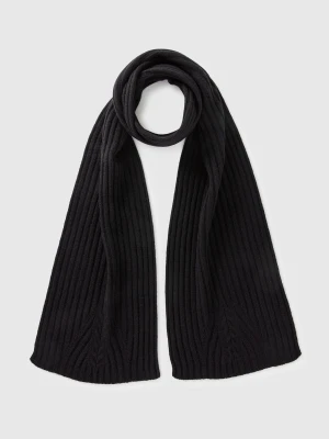 Benetton, Scarf With Cable Knit, Size: OS, Black, Women United Colors of Benetton