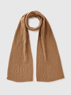 Benetton, Scarf With Cable Knit, Size: OS, Camel, Women United Colors of Benetton
