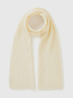 Benetton, Scarf With Cable Knit, size OS, Creamy White, Women United Colors of Benetton