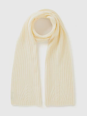 Benetton, Scarf With Cable Knit, size OS, Creamy White, Women United Colors of Benetton