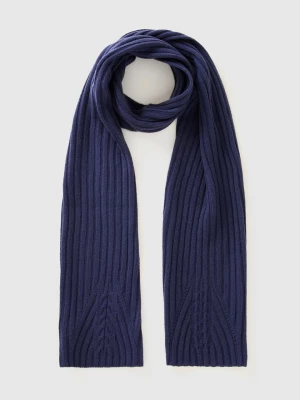 Benetton, Scarf With Cable Knit, size OS, Dark Blue, Women United Colors of Benetton