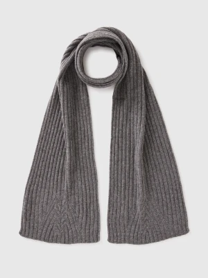 Benetton, Scarf With Cable Knit, Size: OS, Dark Gray, Women United Colors of Benetton