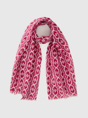 Benetton, Scarf With Geometric Pattern, size OS, Cyclamen, Women United Colors of Benetton