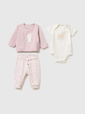 Benetton, Set Of Shirt, Bodysuit And Trousers, Soft Pink, Kids United Colors of Benetton