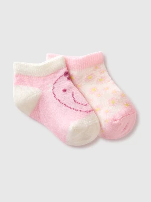Benetton, Set Of Short Socks With Inlay, Size: 74, Pink, Kids United Colors of Benetton