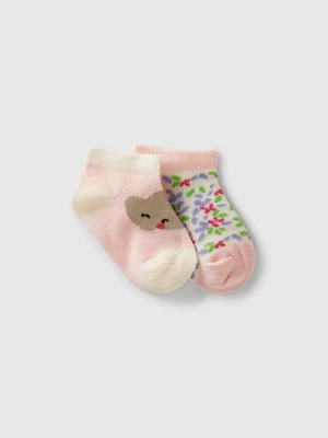 Benetton, Set Of Socks With Logos And Stripes, size 74, Pink, Kids United Colors of Benetton