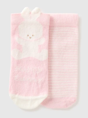 Benetton, Set Of Socks With Stripes And Bunny, Size: 74, Pink, Kids United Colors of Benetton
