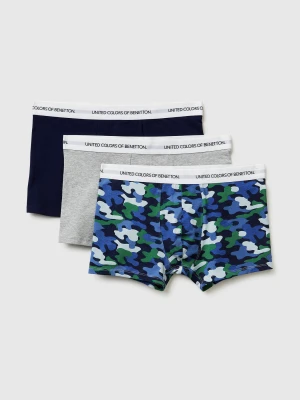 Benetton, Set Of Three Boxers In Stretch Organic Cotton, Size: S, Multi-color, Men United Colors of Benetton