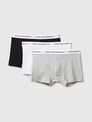 Benetton, Set Of Three Boxers In Stretch Organic Cotton, Size: XL, Multi-color, Men United Colors of Benetton