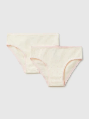Benetton, Set Of Two Pairs Of Underwear In Stretch Cotton, size XXS, Creamy White, Kids United Colors of Benetton