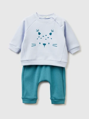 Benetton, Set With Animal Embroidery, Size: 82, Sky Blue, Kids United Colors of Benetton