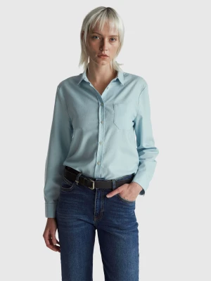 Benetton, Shirt In Cotton Blend, Size: XXS, Light Blue, Women United Colors of Benetton