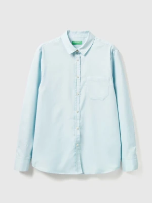 Benetton, Shirt In Cotton Blend, Size: XXS, Light Blue, Women United Colors of Benetton