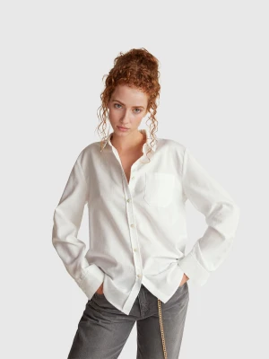 Benetton, Shirt In Cotton Blend, Size: XXS, White, Women United Colors of Benetton