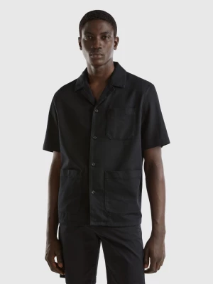 Benetton, Shirt In Modal® And Cotton Blend, size L, Black, Men United Colors of Benetton