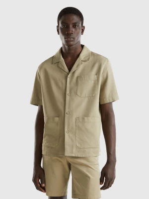 Benetton, Shirt In Modal® And Cotton Blend, size L, Light Green, Men United Colors of Benetton