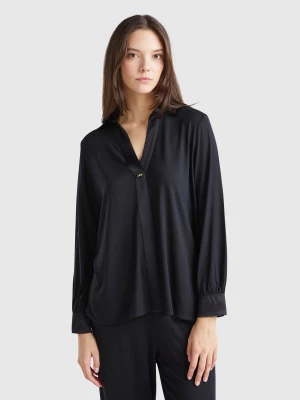 Benetton, Shirt In Modal® And Silk, size XXS, Black, Women United Colors of Benetton