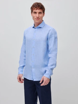 Benetton, Shirt In Pure Linen, Size: XS, Light Blue, Men United Colors of Benetton