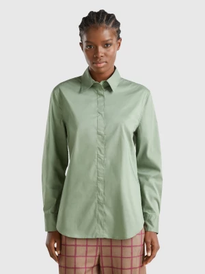 Benetton, Shirt In Stretch Cotton Blend, size L, Light Green, Women United Colors of Benetton