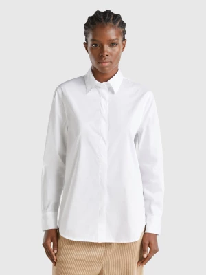 Benetton, Shirt In Stretch Cotton Blend, size M, White, Women United Colors of Benetton