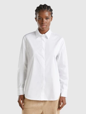 Benetton, Shirt In Stretch Cotton Blend, size XS, White, Women United Colors of Benetton