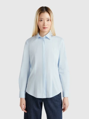 Benetton, Shirt In Stretch Cotton Blend, size XXS, Sky Blue, Women United Colors of Benetton