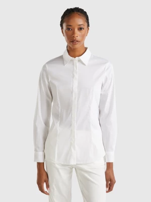 Benetton, Shirt In Stretch Cotton Blend, size XXS, White, Women United Colors of Benetton