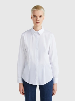 Benetton, Shirt In Stretch Cotton Blend, Size: XXS, White, Women United Colors of Benetton