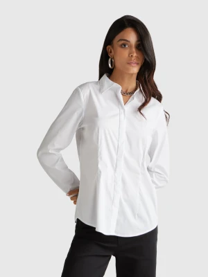 Benetton, Shirt In Stretch Cotton Blend, Size: XXS, White, Women United Colors of Benetton