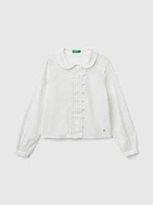 Benetton, Shirt In Viscose Blend, size 2XL, Creamy White, Kids United Colors of Benetton