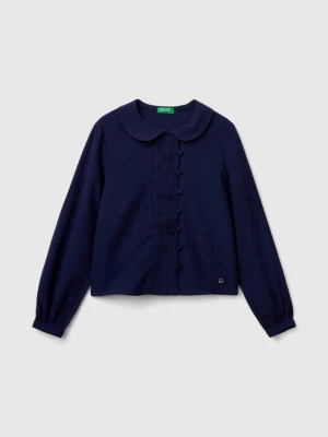 Benetton, Shirt In Viscose Blend, size 2XL, Dark Blue, Kids United Colors of Benetton