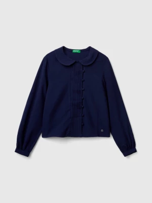 Benetton, Shirt In Viscose Blend, size 2XL, Dark Blue, Kids United Colors of Benetton