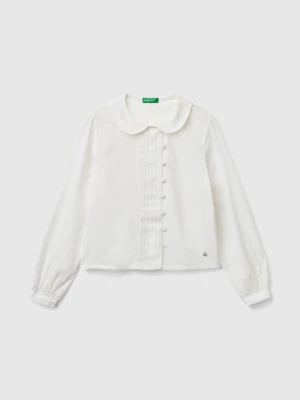 Benetton, Shirt In Viscose Blend, size 3XL, Creamy White, Kids United Colors of Benetton