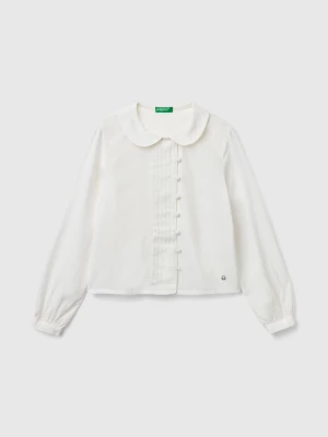 Benetton, Shirt In Viscose Blend, size S, Creamy White, Kids United Colors of Benetton