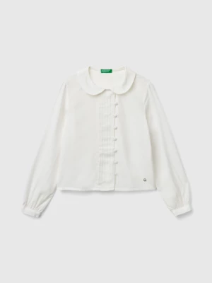 Benetton, Shirt In Viscose Blend, size XL, Creamy White, Kids United Colors of Benetton