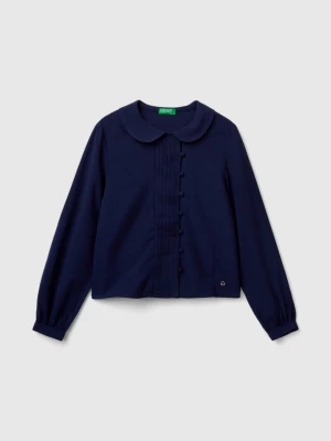 Benetton, Shirt In Viscose Blend, size XL, Dark Blue, Kids United Colors of Benetton