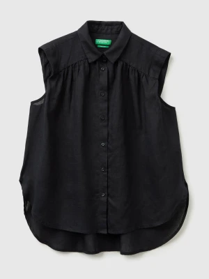 Zdjęcie produktu Benetton, 100% Linen Sleeveless Blouse, Black, Women United Colors Of Benetton